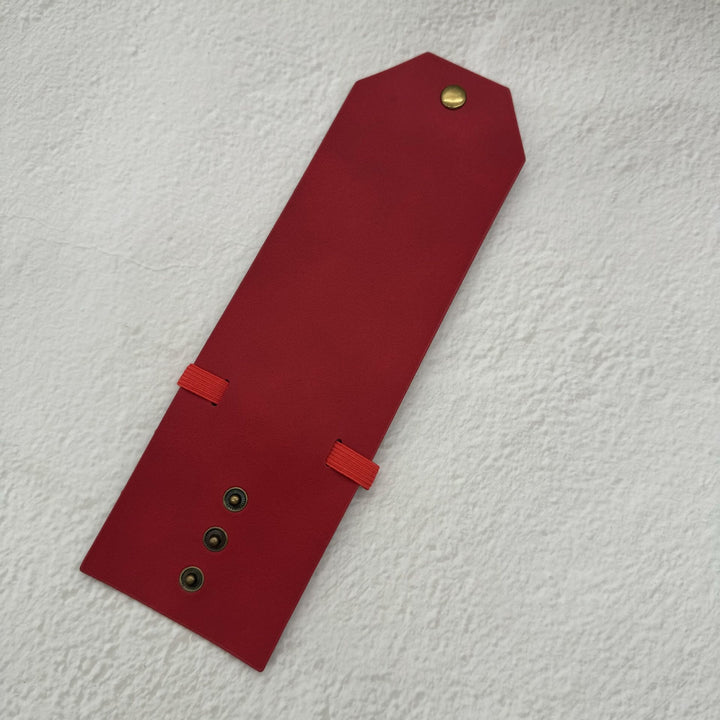Minimalist Edc Leather Cash Scroll Wallet With Snap Closure - Red - image 11