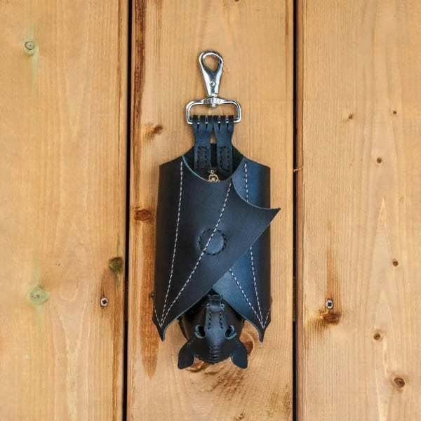 The Midnight Guardian Bat-Shaped Leather Keychain Pouch - image 2