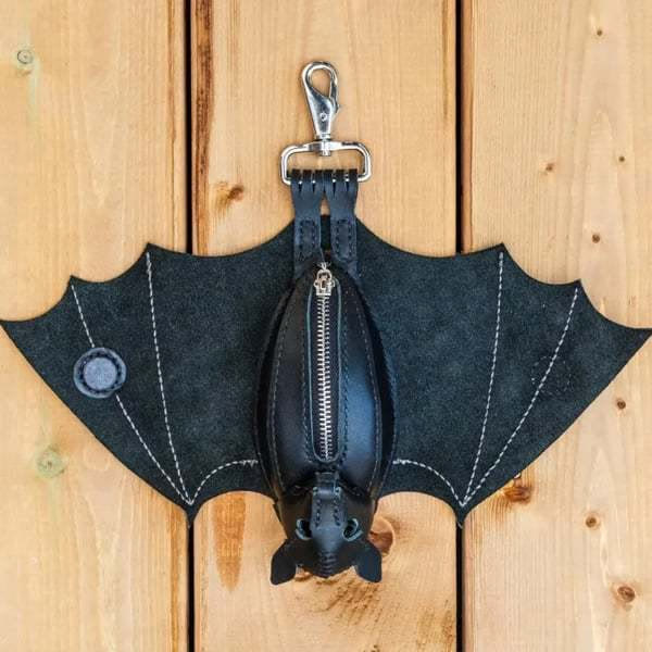 The Midnight Guardian Bat-Shaped Leather Keychain Pouch - image 3