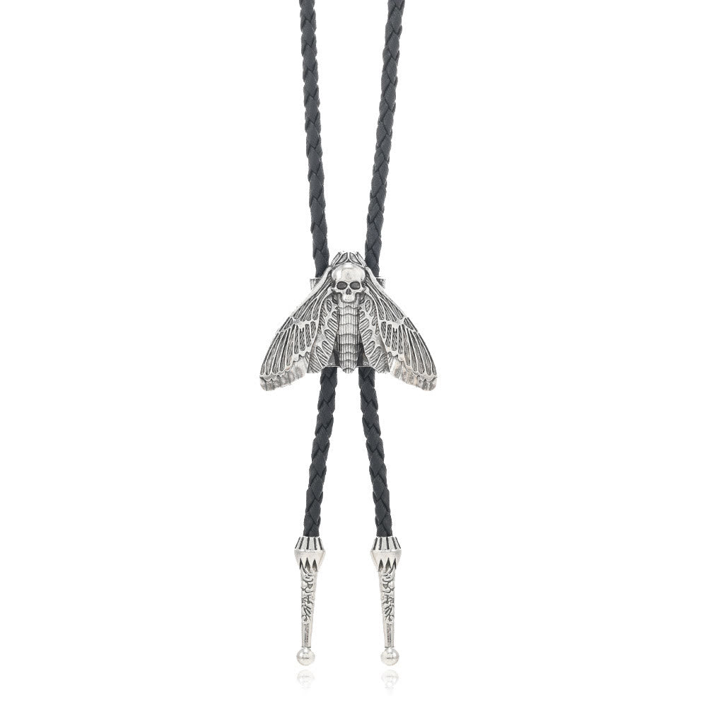 Death's Head Moth Gothic Western Statement Bolo Tie - Style #1 - Black - image 1