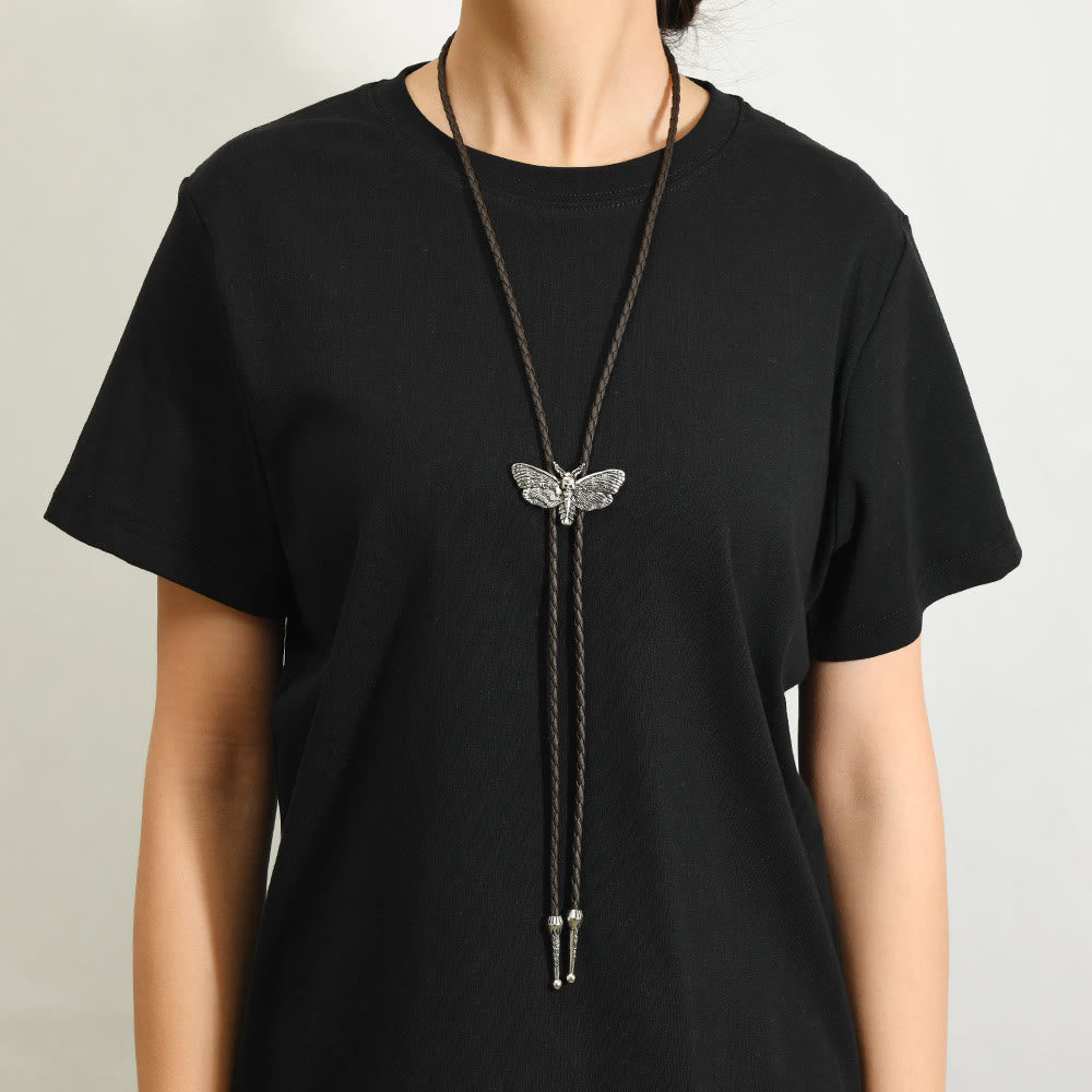 Death's Head Moth Gothic Western Statement Bolo Tie - image 6
