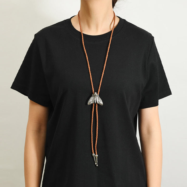 Death's Head Moth Gothic Western Statement Bolo Tie - image 2