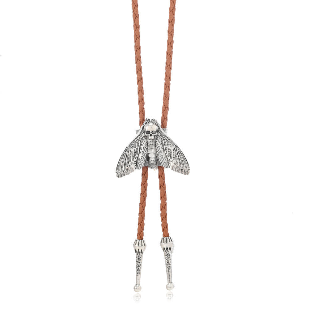 Death's Head Moth Gothic Western Statement Bolo Tie - Style #1 - Light Coffee - image 8