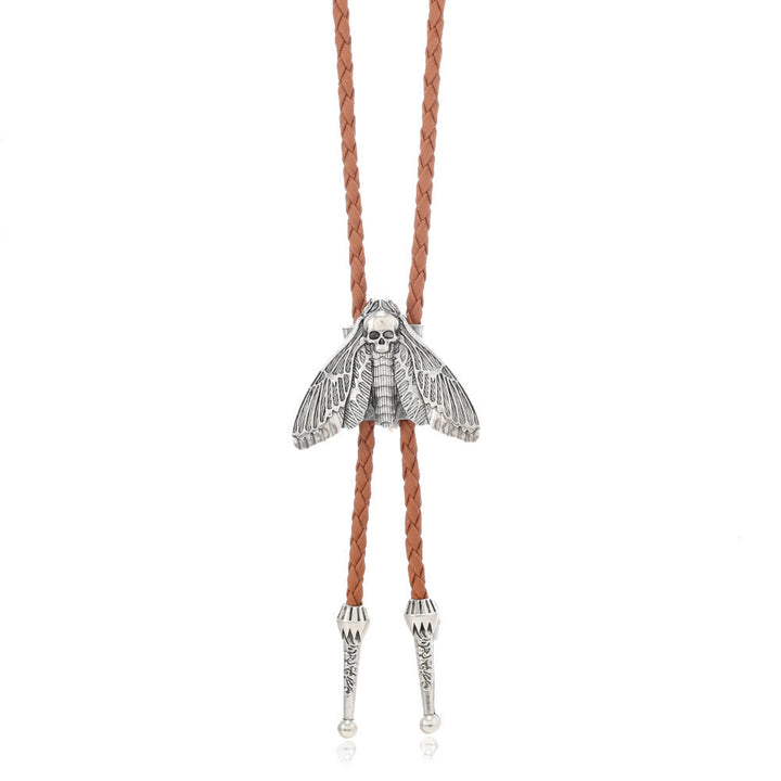 Death's Head Moth Gothic Western Statement Bolo Tie - Style #1 - Light Coffee - image 8