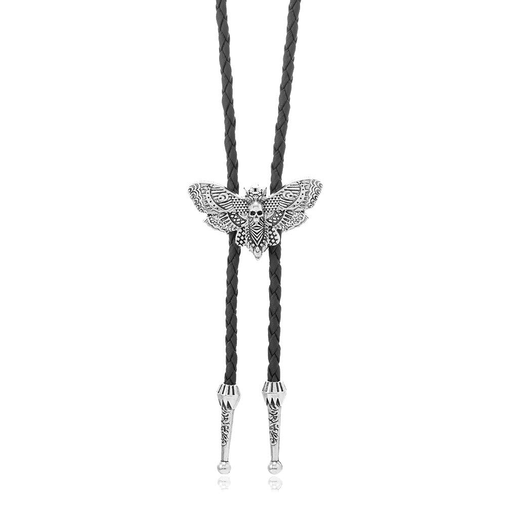 Death's Head Moth Gothic Western Statement Bolo Tie - Style #4 - Black - image 13