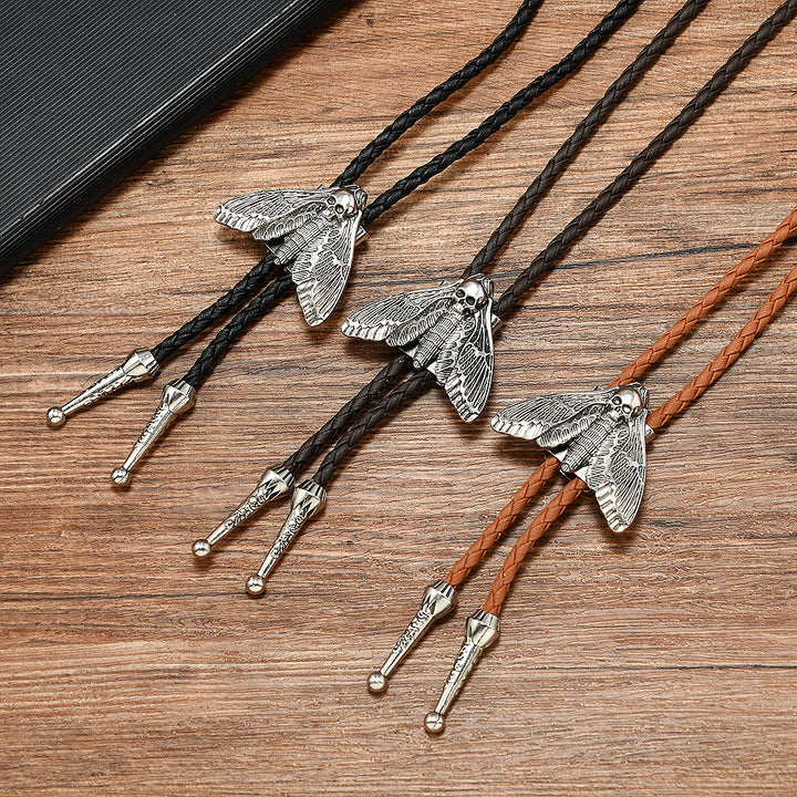 Death's Head Moth Gothic Western Statement Bolo Tie - image 0