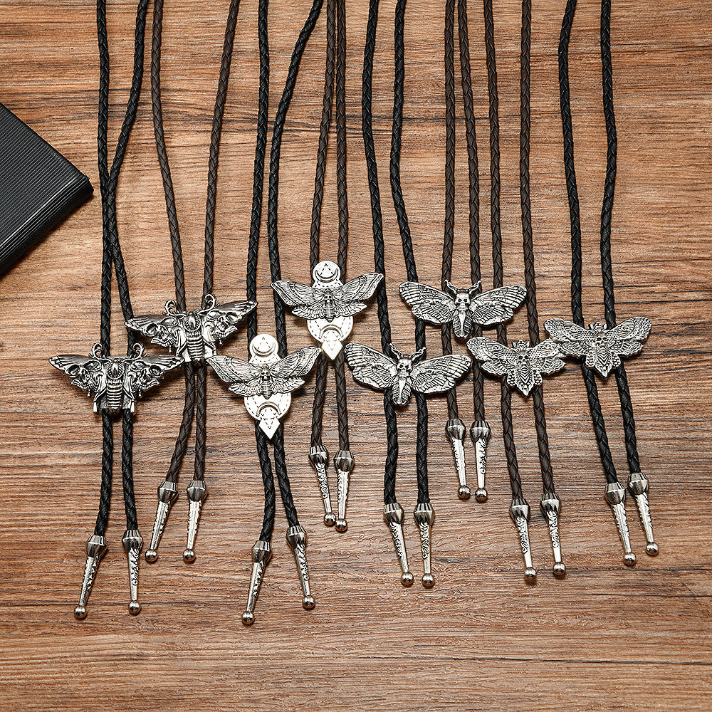 Death's Head Moth Gothic Western Statement Bolo Tie - image 4