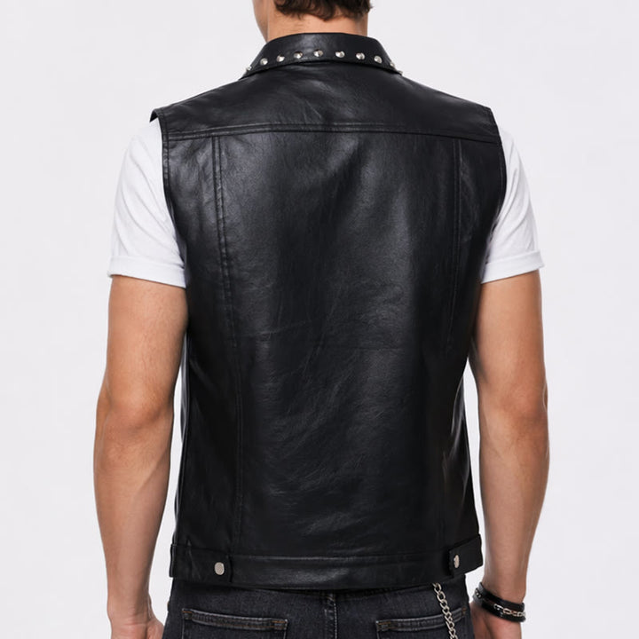 Punk Rock Biker Studded Faux Leather Sleeveless Vest - image 2