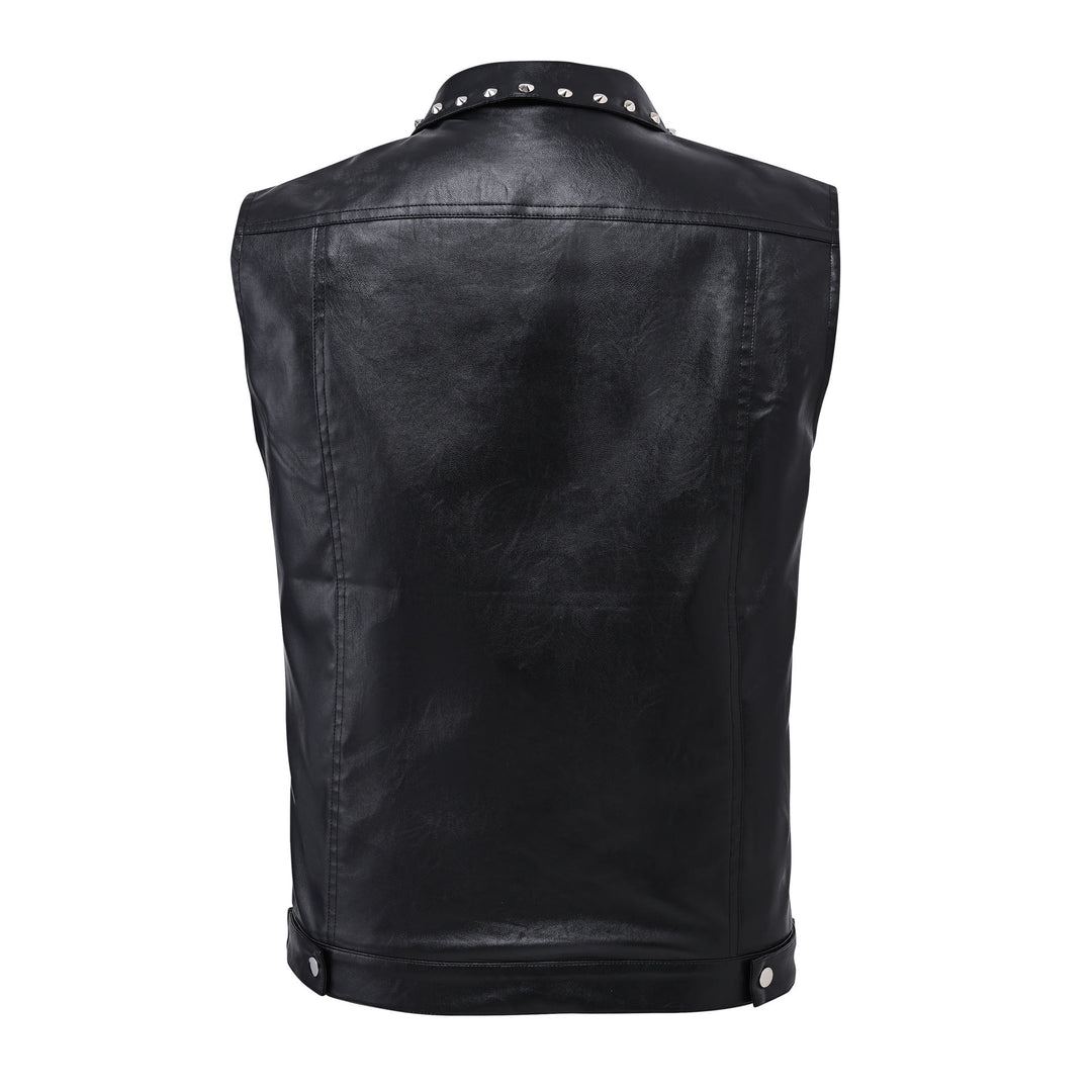 Punk Rock Biker Studded Faux Leather Sleeveless Vest - image 8