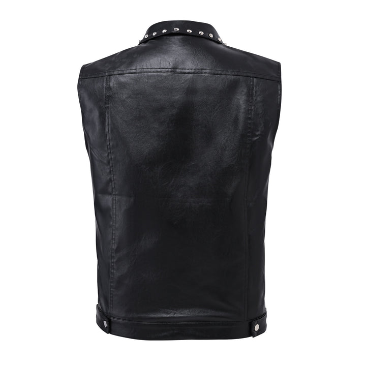 Punk Rock Biker Studded Faux Leather Sleeveless Vest - image 8
