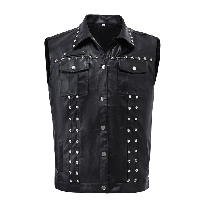 Punk Rock Biker Studded Faux Leather Sleeveless Vest - image 7