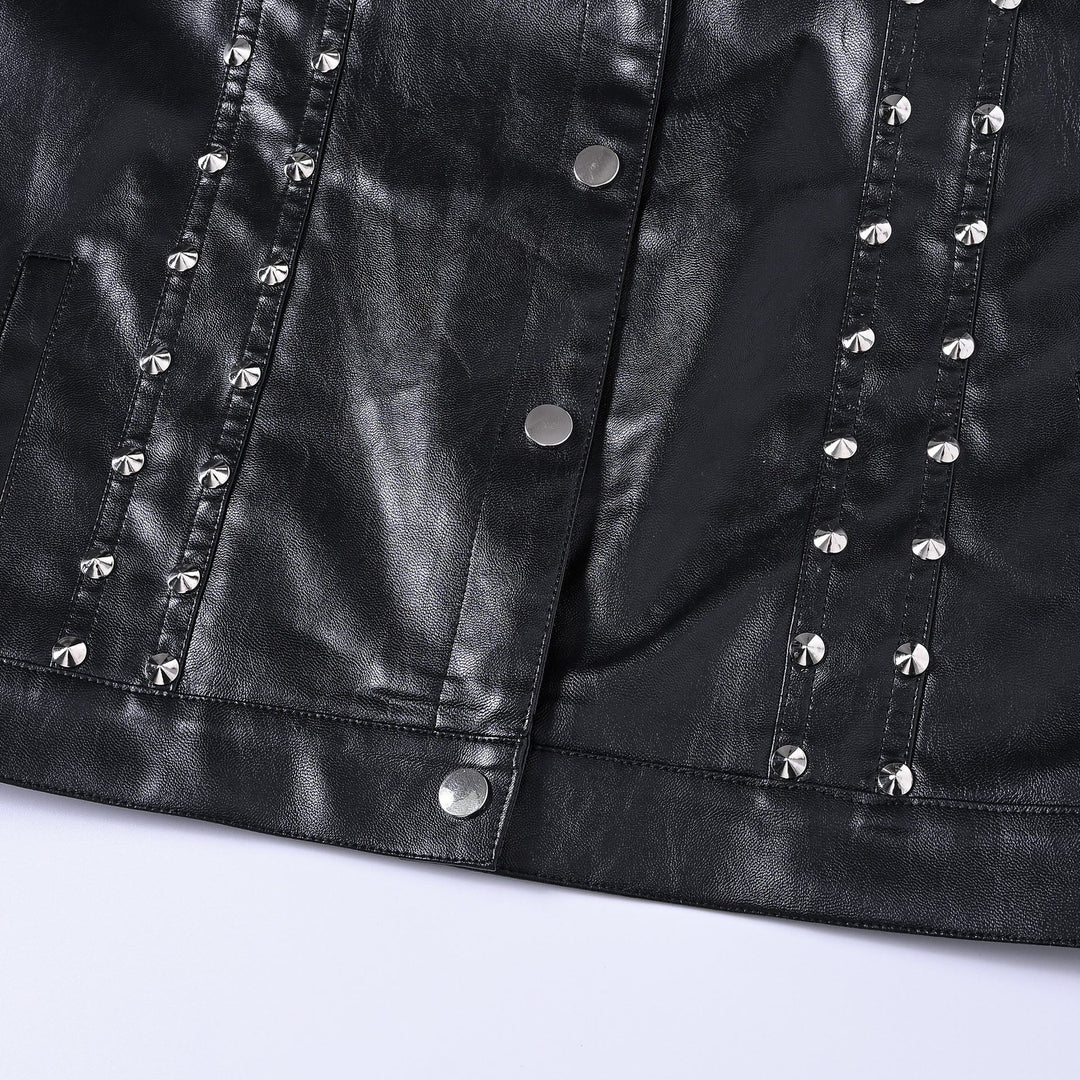 Punk Rock Biker Studded Faux Leather Sleeveless Vest - image 5
