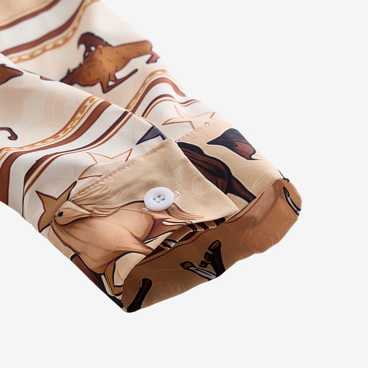 Men's Striped Horse & Star Equestrian Print Western Shirt - image 7