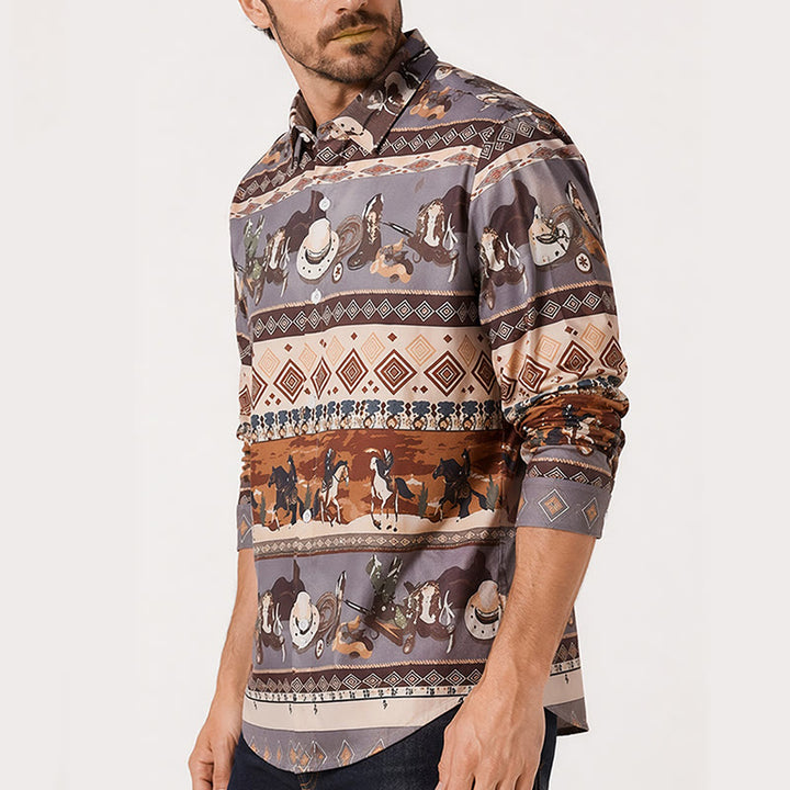Men's Western Desert Rider & Tribal Pattern Shirt - image 3
