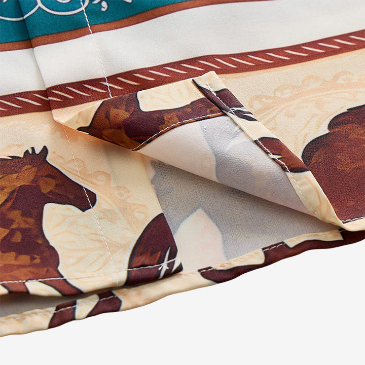 Men's Retro Western Horse & Ornate Border Print Shirt - image 7