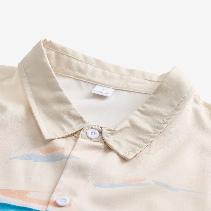 Men's Teal & Cream Western Cattle Drive Landscape Print Shirt - image 4
