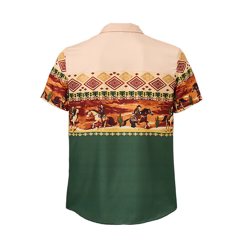 Men's Beige & Green Desert Rider & Cactus Print Shirt - image 9