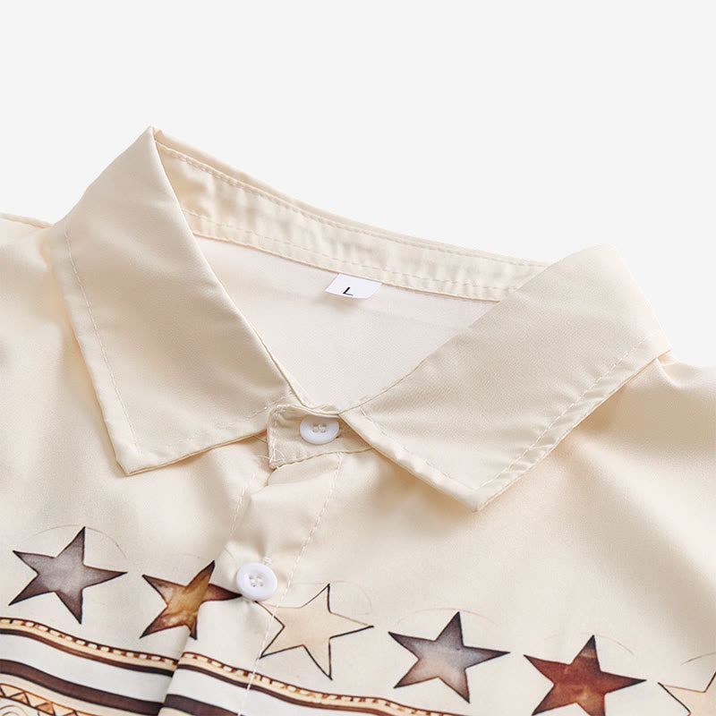 Men's Brown & Cream Cowboy Horse Silhouette Western Print Shirt - image 4