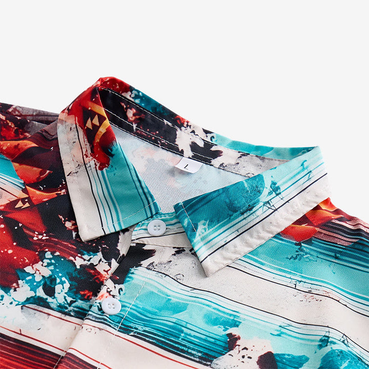 Men's Southwestern Turquoise & Rust Splash Print Shirt - image 4