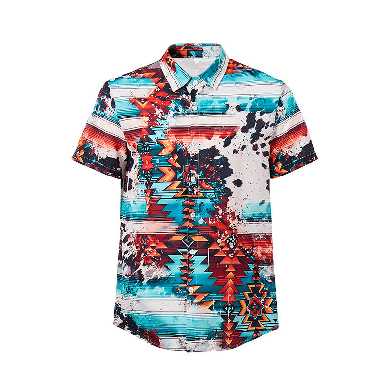 Men's Southwestern Turquoise & Rust Splash Print Shirt - image 9