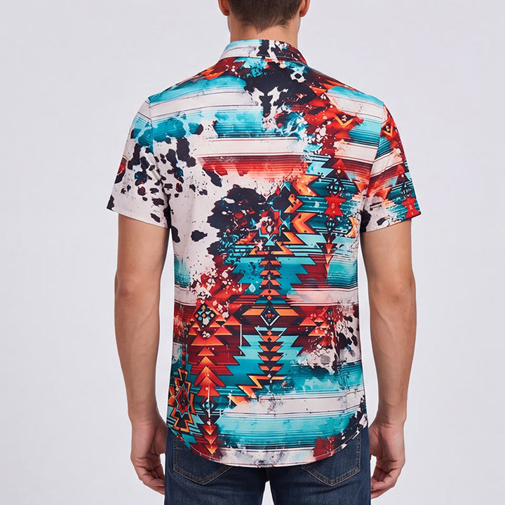Men's Southwestern Turquoise & Rust Splash Print Shirt - image 2