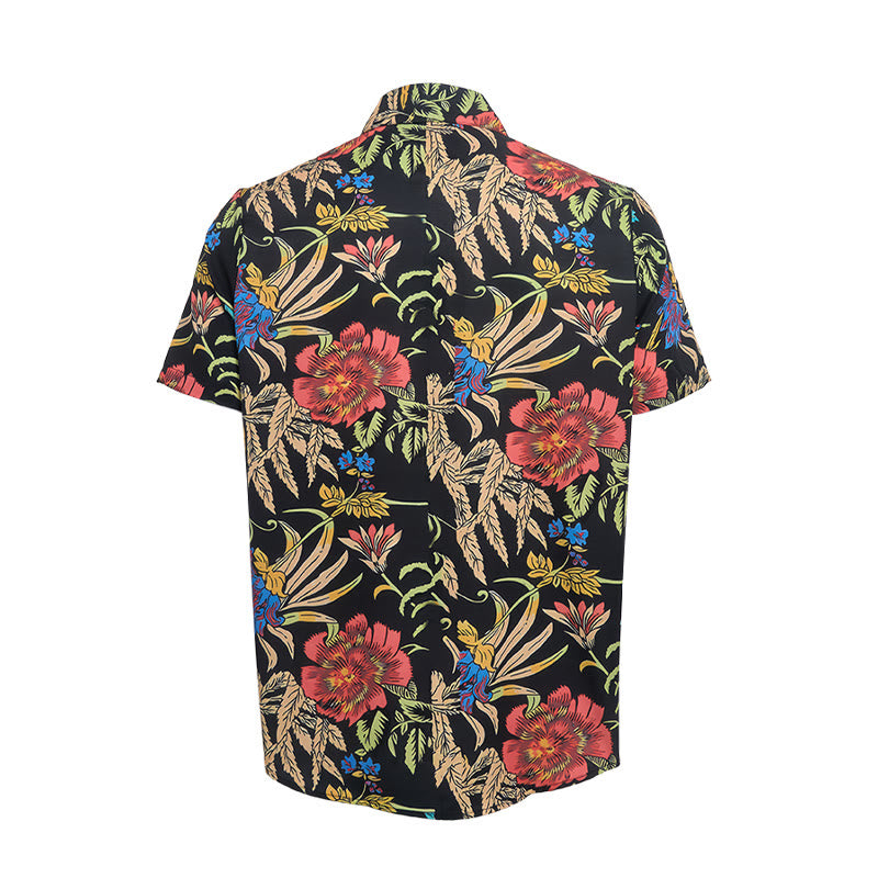 Tropical Retro Exotic Botanical Print Black Base Shirt - image 9