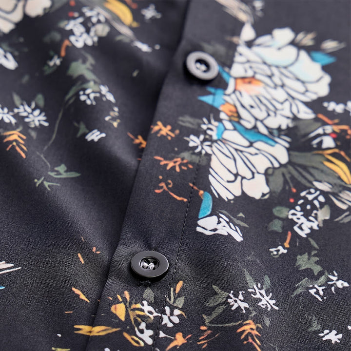 Dark Romantic Floral Pattern Short Sleeve Hawaiian Shirt - image 5