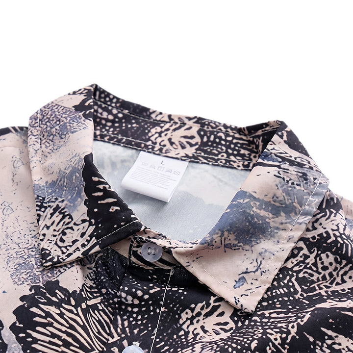 Dark Floral Monochrome Poppy Print Casual Shirt - image 4