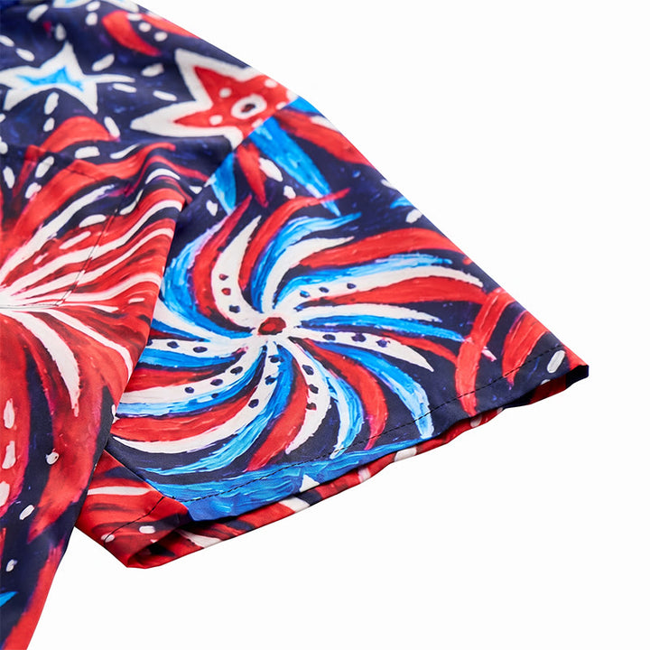 American Flag & Firework Print Patriotic Summer Shirt - image 8