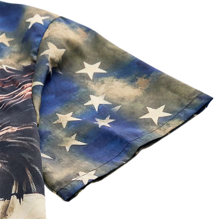 Patriotic Split-Design Eagle American Flag Shirt - image 7