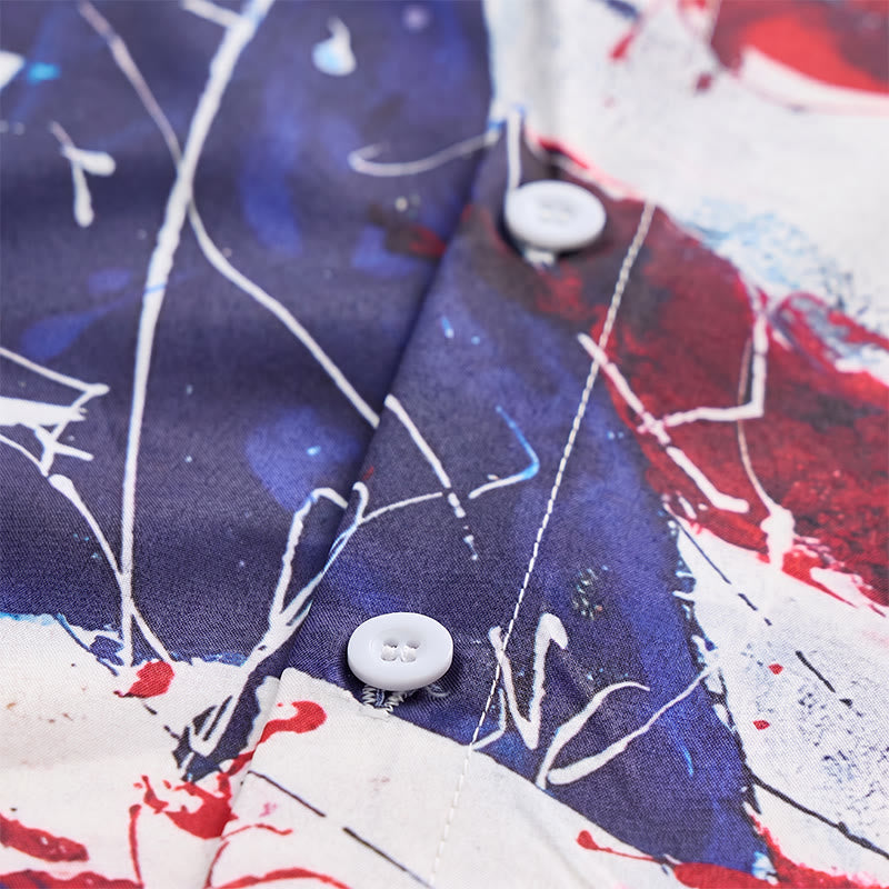 Modern Patriotic USA Flag Artistic Brushstroke Print Shirt - image 5