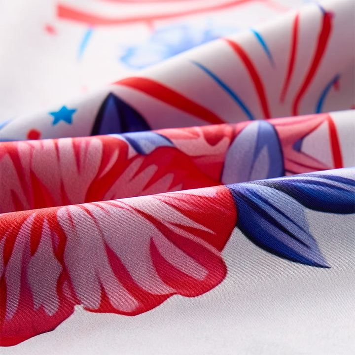 Patriotic Hibiscus & American Flag Firework All-Over Print Shirt - image 6