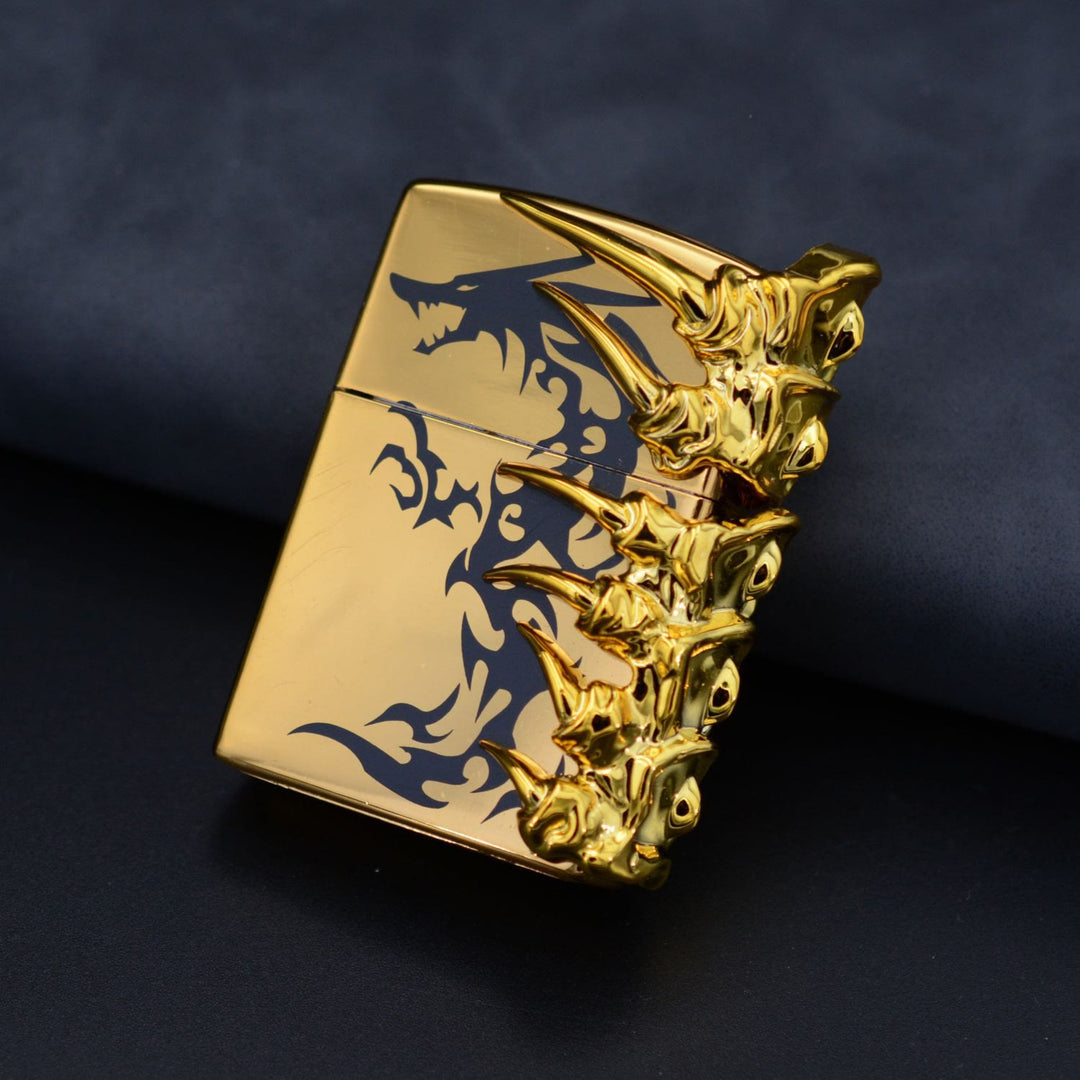 Stereoscopic Dragon Backbone Relief Refillable Butane Lighter - Gold - image 6