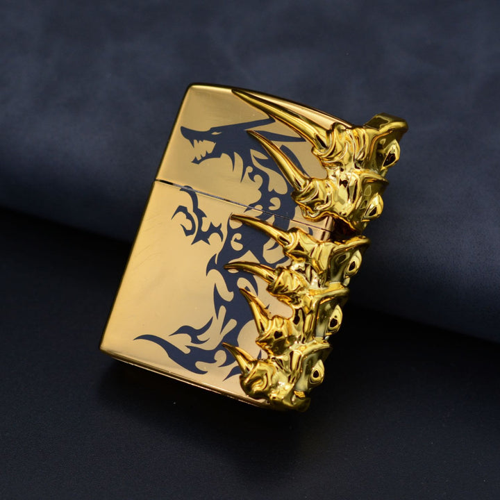 Stereoscopic Dragon Backbone Relief Refillable Butane Lighter - Gold - image 6