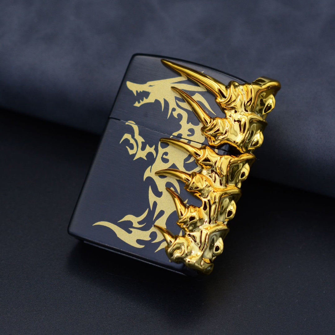 Stereoscopic Dragon Backbone Relief Refillable Butane Lighter - Matte Black - image 8