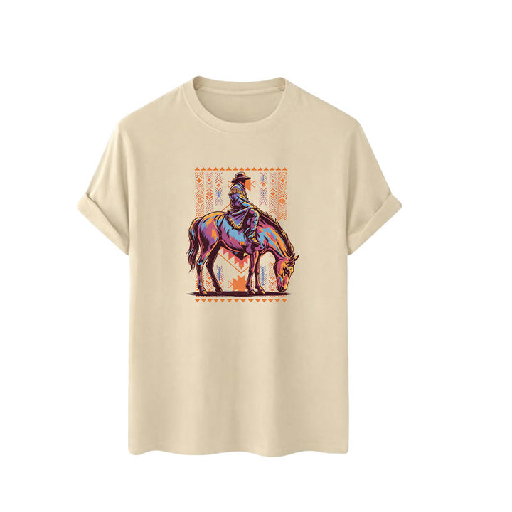 Colorful Aztec Horse Rider Art Print Western T-shirt - image 5
