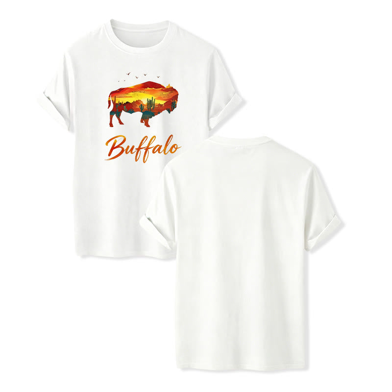 Wild & Free  Sunset Buffalo Silhouette Western T-shirt - White - 2XL - image 7