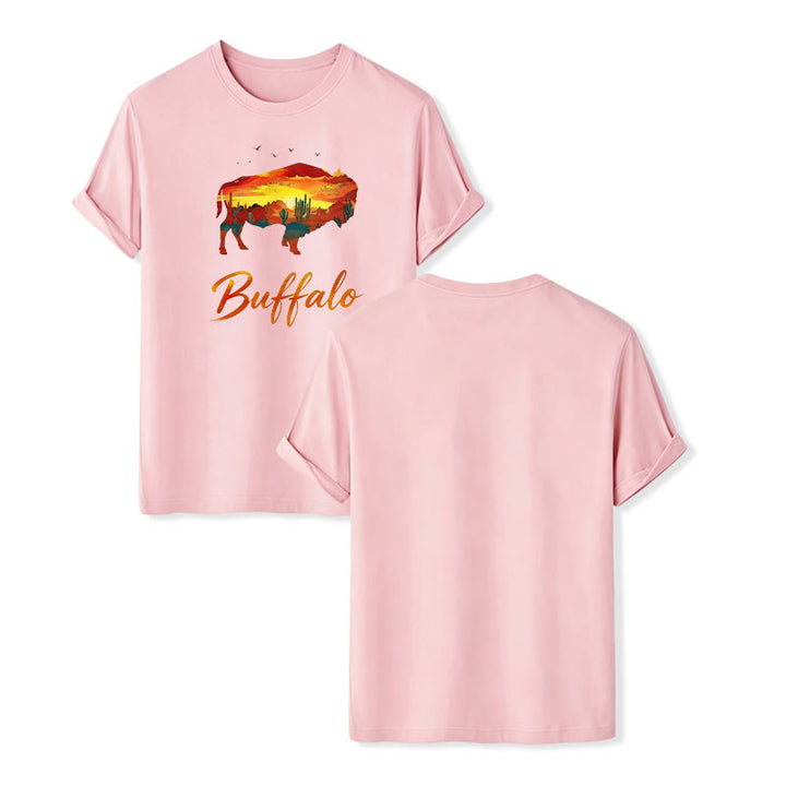 Wild & Free  Sunset Buffalo Silhouette Western T-shirt - Pink - 2XL - image 8