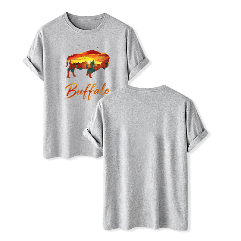 Wild & Free  Sunset Buffalo Silhouette Western T-shirt - Gray - 2XL - image 10