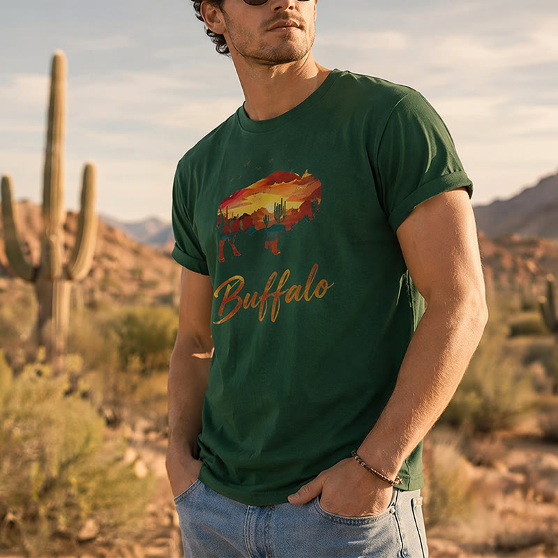 Wild & Free  Sunset Buffalo Silhouette Western T-shirt - image 0