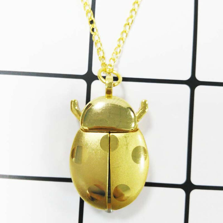 Antique Scarab Beetle Hinged Wings Pocket Watch - Gold Necklace - image 9