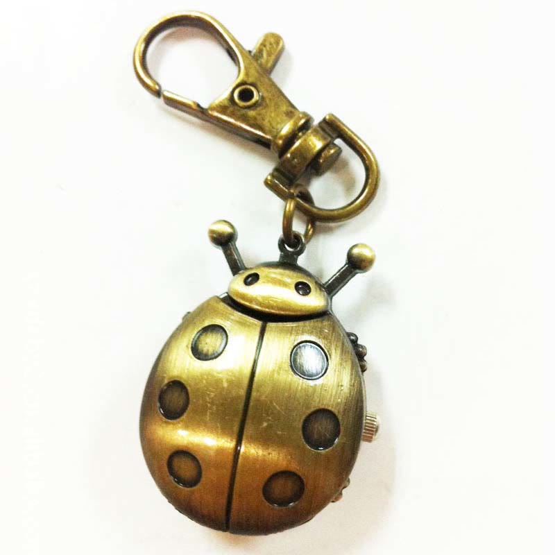 Antique Scarab Beetle Hinged Wings Pocket Watch - Antique Bronze Keychain - image 13
