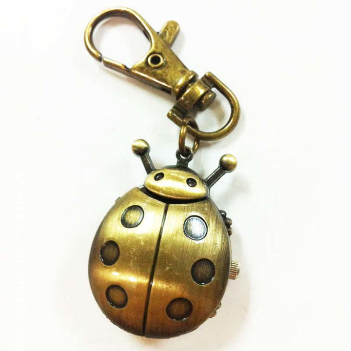 Antique Scarab Beetle Hinged Wings Pocket Watch - Antique Bronze Keychain - image 13