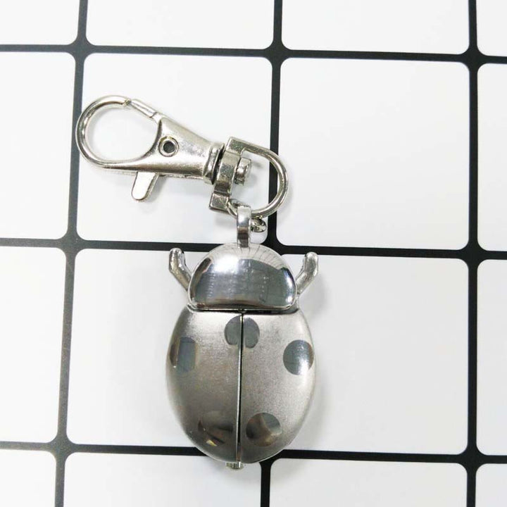 Antique Scarab Beetle Hinged Wings Pocket Watch - Silver Keychain - image 0