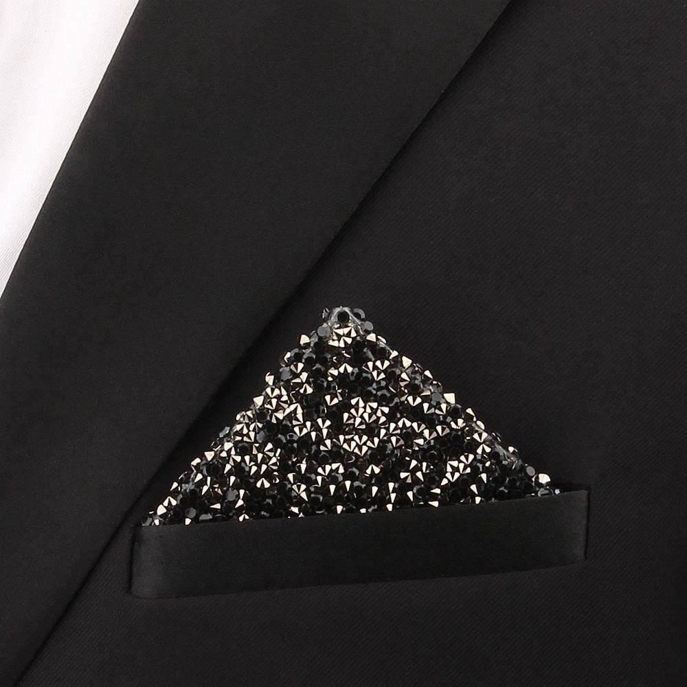 Midnight Sparkle Pre-Folded Pocket Square Insert - Black - image 0