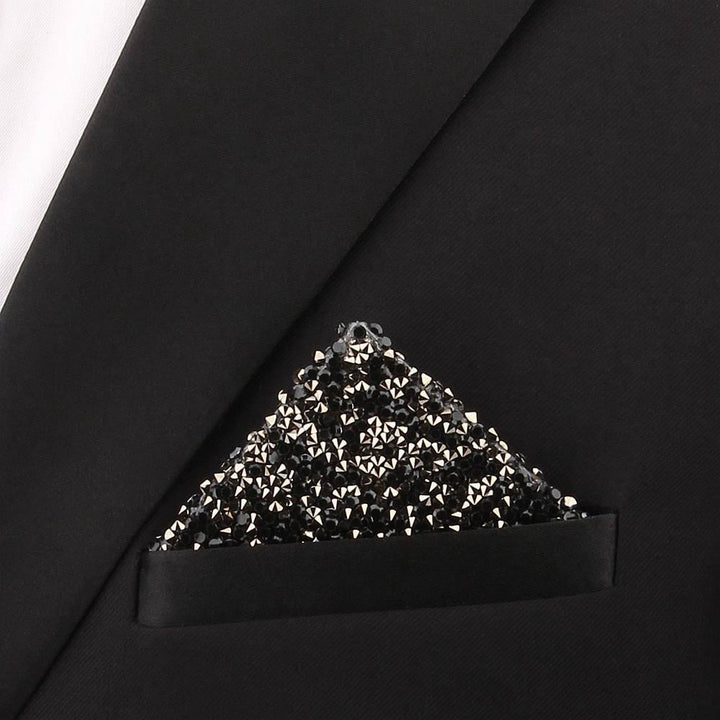 Midnight Sparkle Pre-Folded Pocket Square Insert - Black - image 0