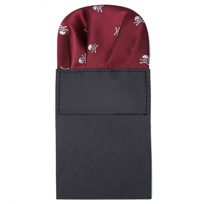 The Pop Of Color Pre-Folded Pocket Square Card Insert - Burgundy Skull - image 1