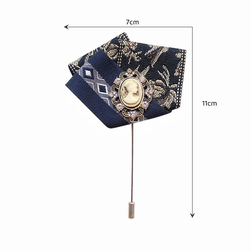 Men's Victorian Cameo 2-in-1 Lapel Pin And Pocket Square Insert - image 2