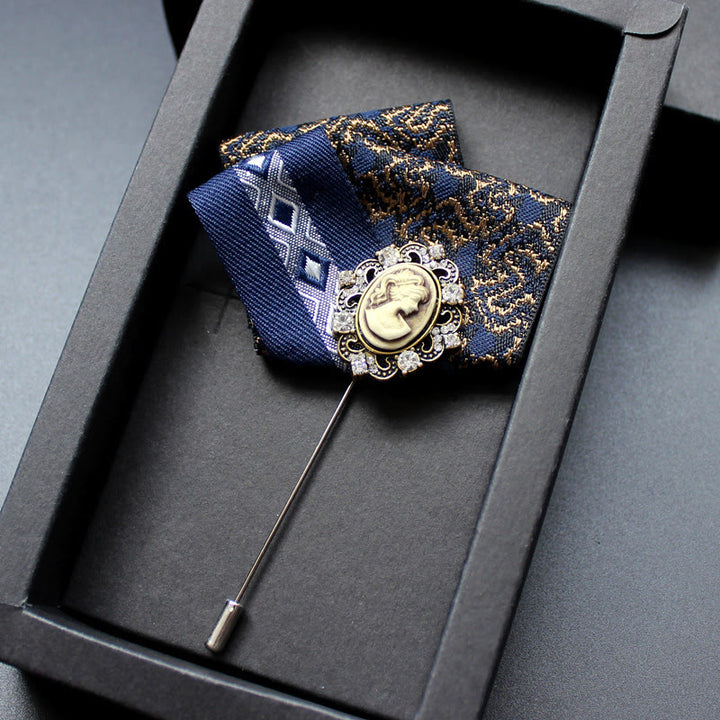 Men's Victorian Cameo 2-in-1 Lapel Pin And Pocket Square Insert - Style #6 - image 7