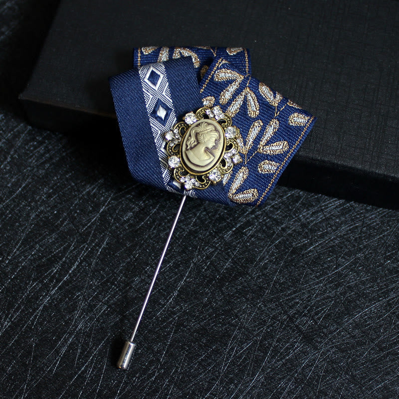 Men's Victorian Cameo 2-in-1 Lapel Pin And Pocket Square Insert - Style #1 - image 1